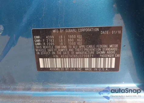 2018 Subaru Impreza 2.0I Limited из США, поврежденный, VIN 4S3GTAT65J3730871